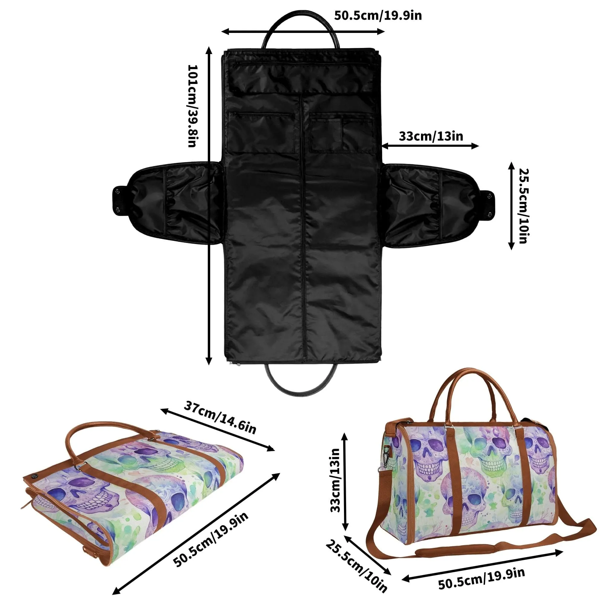 Skulls Fabric Duffle Bag Foldable Travel Bag