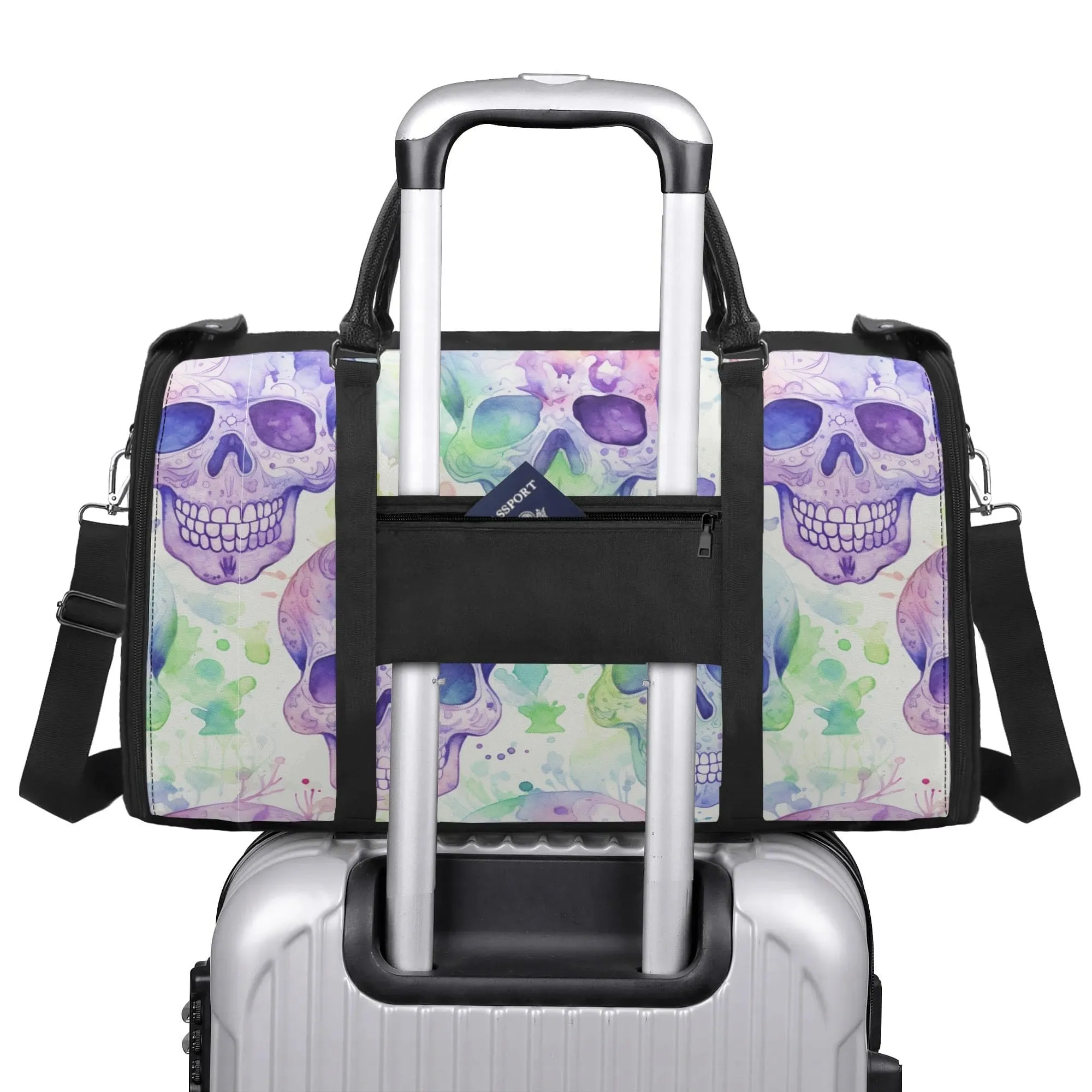 Skulls Fabric Duffle Bag Foldable Travel Bag