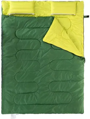 Sleeping Bags for Adults,Sleeping Bag Double Sleeping Bag Envelope Style Spring and Autumn Camping Hiking Portable Sleeping Bag with Pillow (Green)