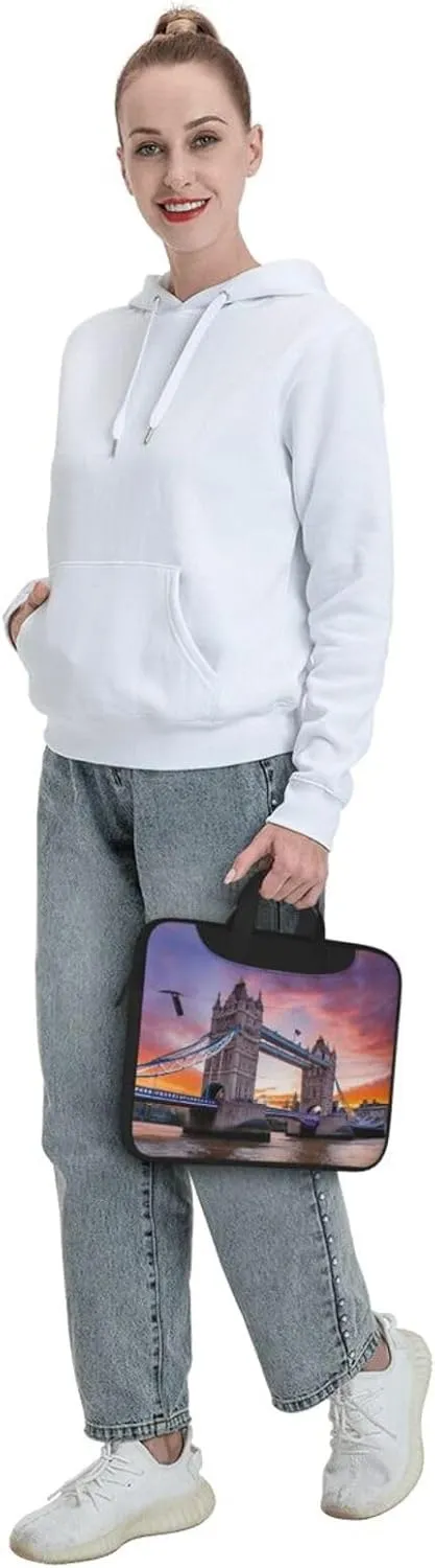 Slim Laptop Case with Strap Laptop Tote Bag Computer Messenger Bag Travel Essentials - Historic Old Tower Bridge London