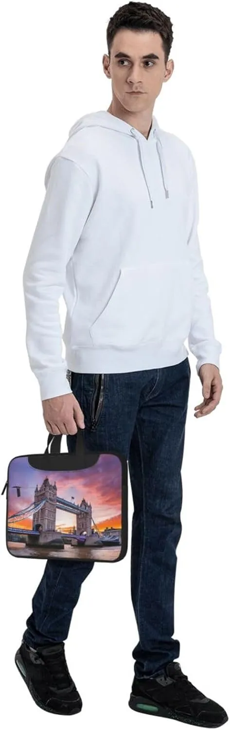 Slim Laptop Case with Strap Laptop Tote Bag Computer Messenger Bag Travel Essentials - Historic Old Tower Bridge London