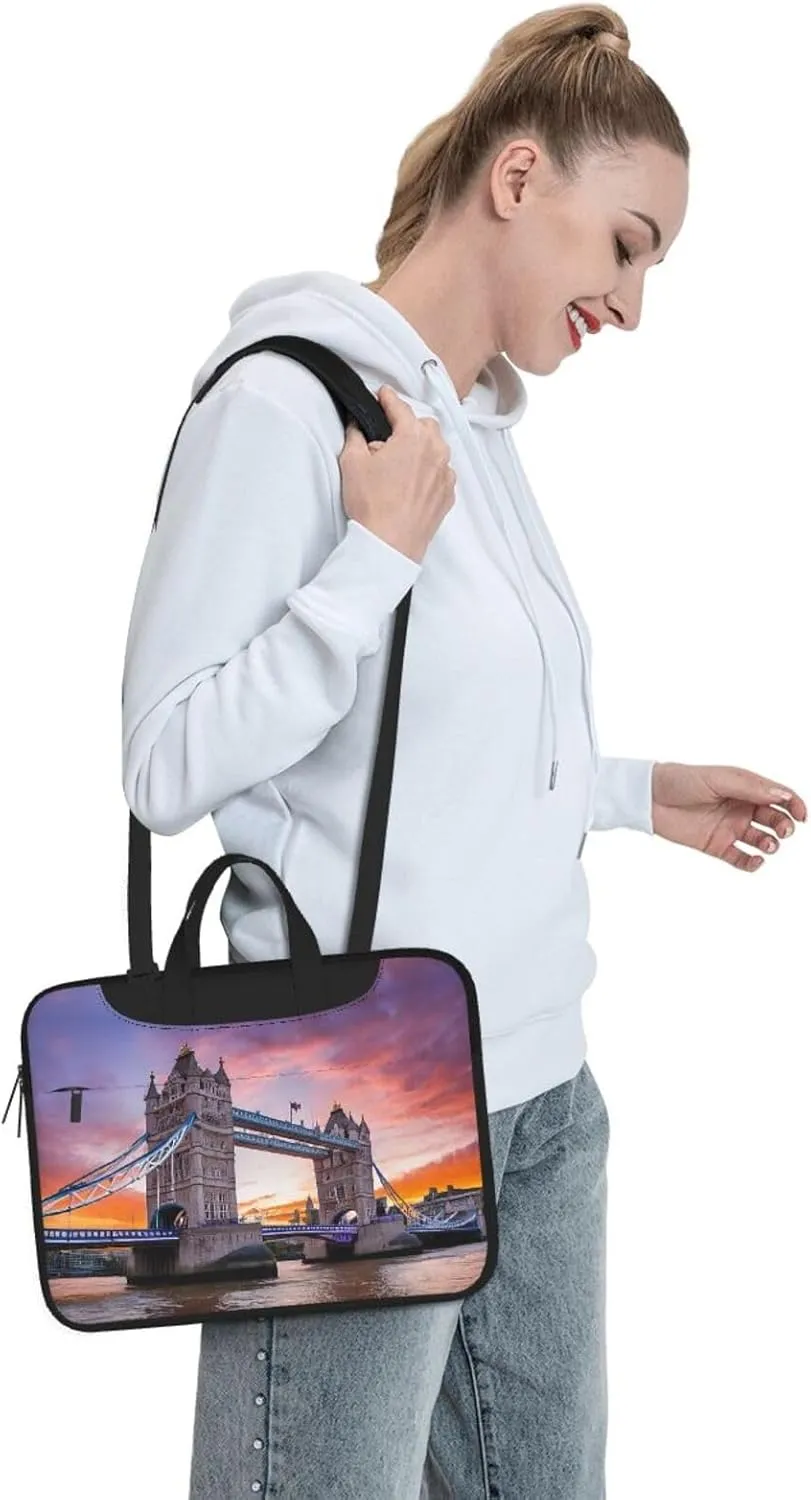 Slim Laptop Case with Strap Laptop Tote Bag Computer Messenger Bag Travel Essentials - Historic Old Tower Bridge London