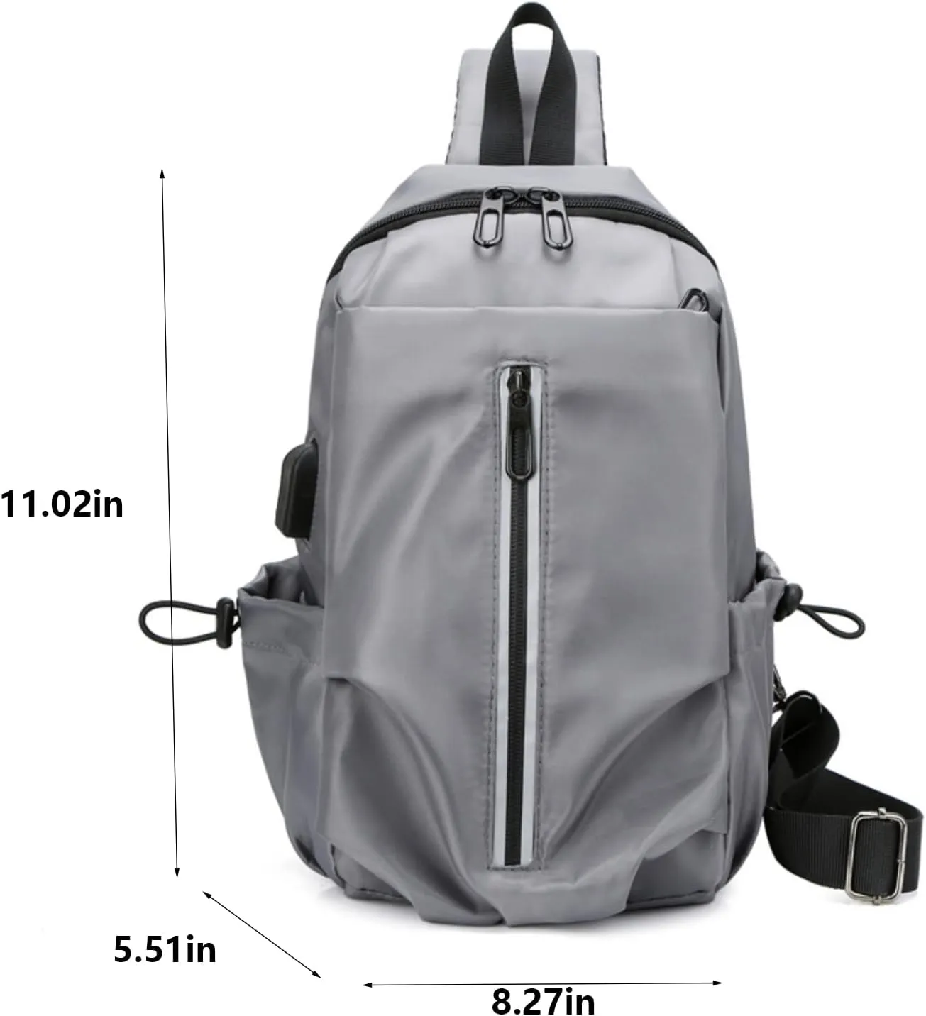 Sling Bag for Men and Women,Chest Bag Shoulder Backpack Waterproof Crossbody Backpack Hiking Daypack(Grey)