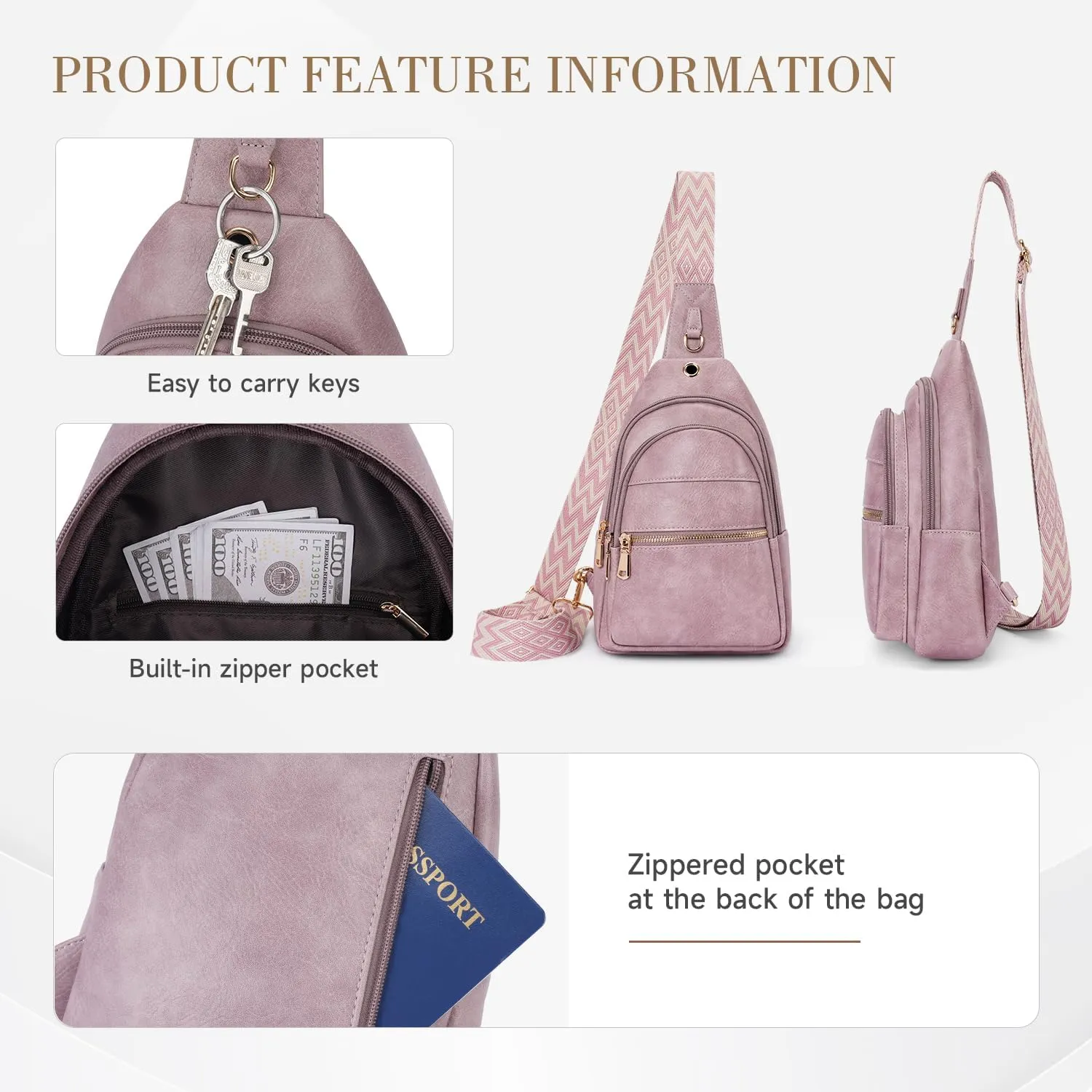 Sling Bag for Women Men Crossbody Tote Blet Bags Trendy Fanny Backpack Pack Travel Purse