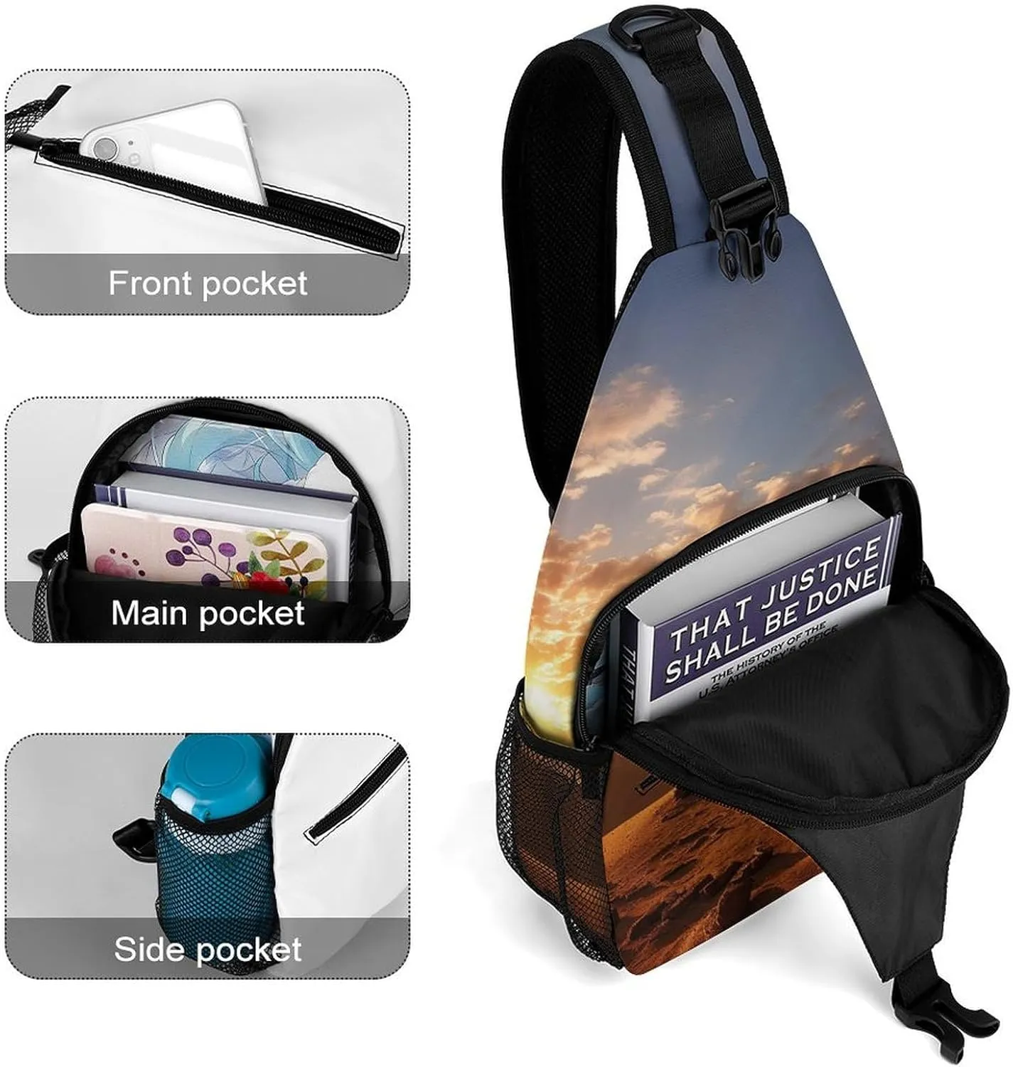 Sling Bag for Women Men Egyptian Pyramids Travel Hiking Backpack Crossbody Shoulder Chest Bags Casual Daypack