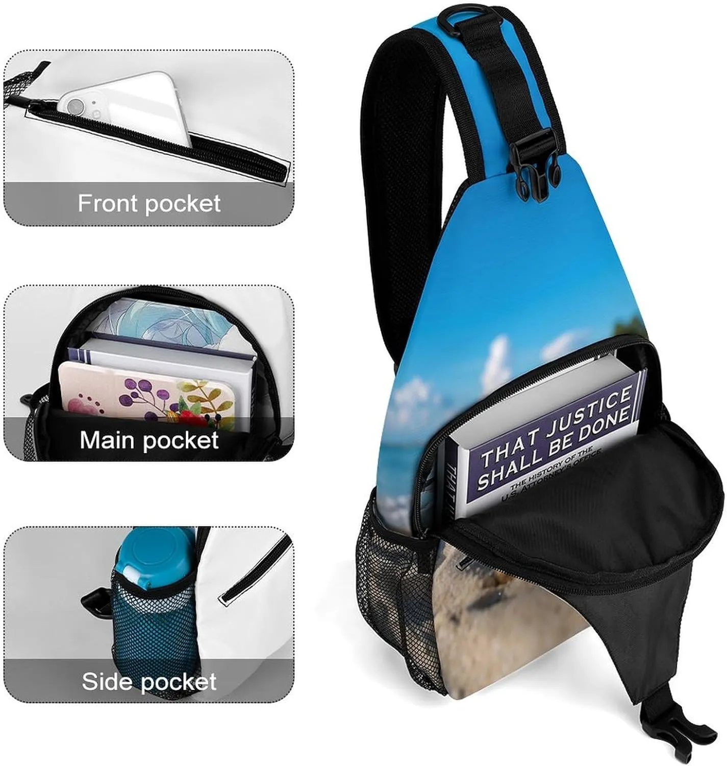Sling Bag for Women Men Sand Snowman On Beach Travel Hiking Backpack Crossbody Shoulder Chest Bags Casual Daypack