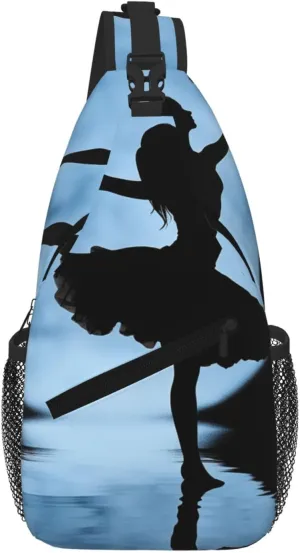 Sling Bag For Women Men Travel Hiking Backpack Crossbody Shoulder Chest Bags Ballet Girl Silhouette Casual Daypack