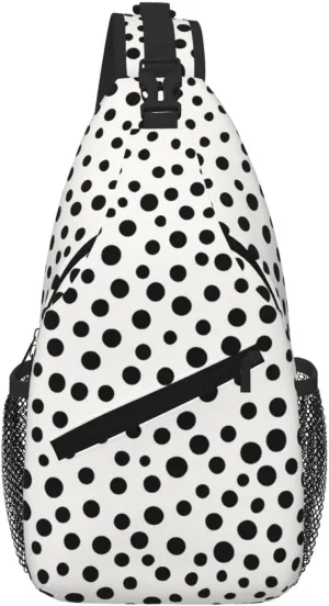 Sling Bag For Women Men Travel Hiking Backpack Crossbody Shoulder Chest Bags Black Dot Casual Daypack
