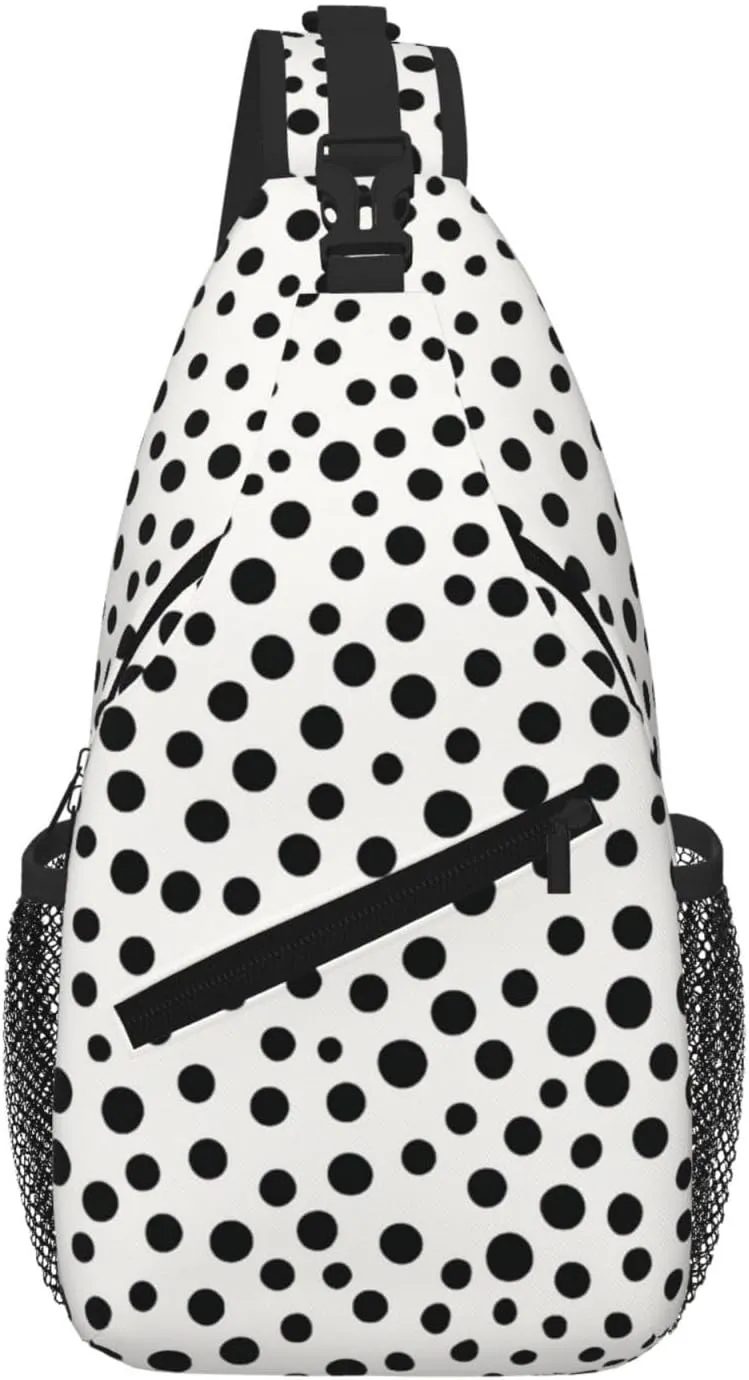 Sling Bag For Women Men Travel Hiking Backpack Crossbody Shoulder Chest Bags Black Dot Casual Daypack