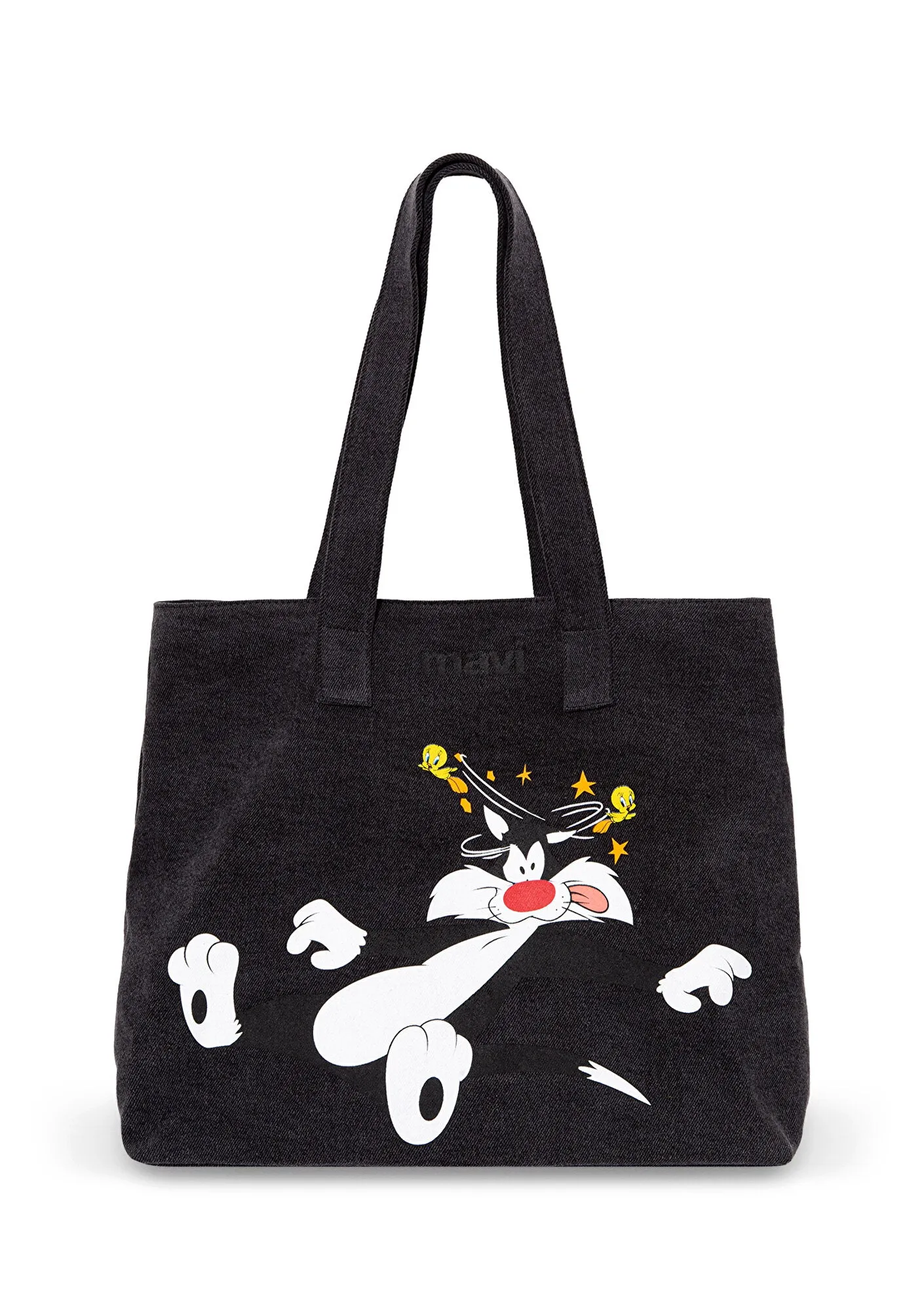 Slyvester And Tweety Printed Grey Shopper Bag