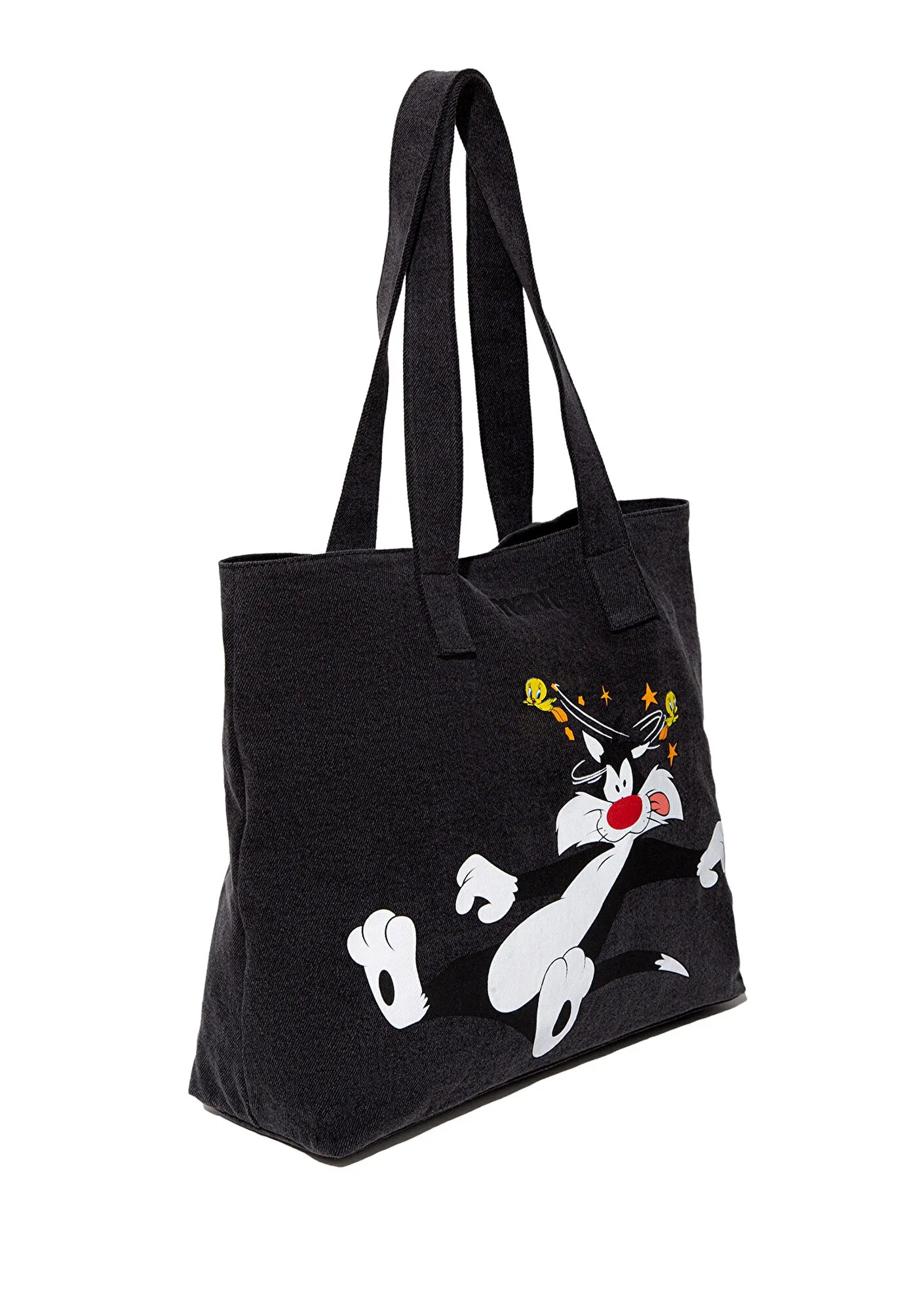 Slyvester And Tweety Printed Grey Shopper Bag