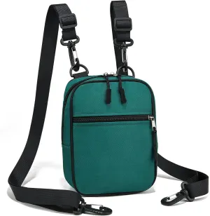 Small Crossbody Bag Waterproof Purse with 2-Way Zips and 2 Straps for Women Men Travel,Multi Position Cross Body Bag(Green)