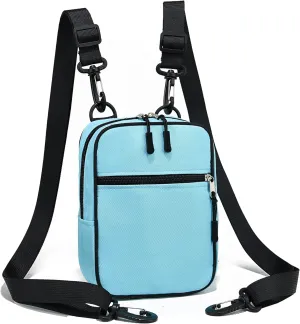 Small Crossbody Bag Waterproof Purse with 2-Way Zips and 2 Straps for Women Men Travel,Multi Position Cross Body Bag(Light Blue)