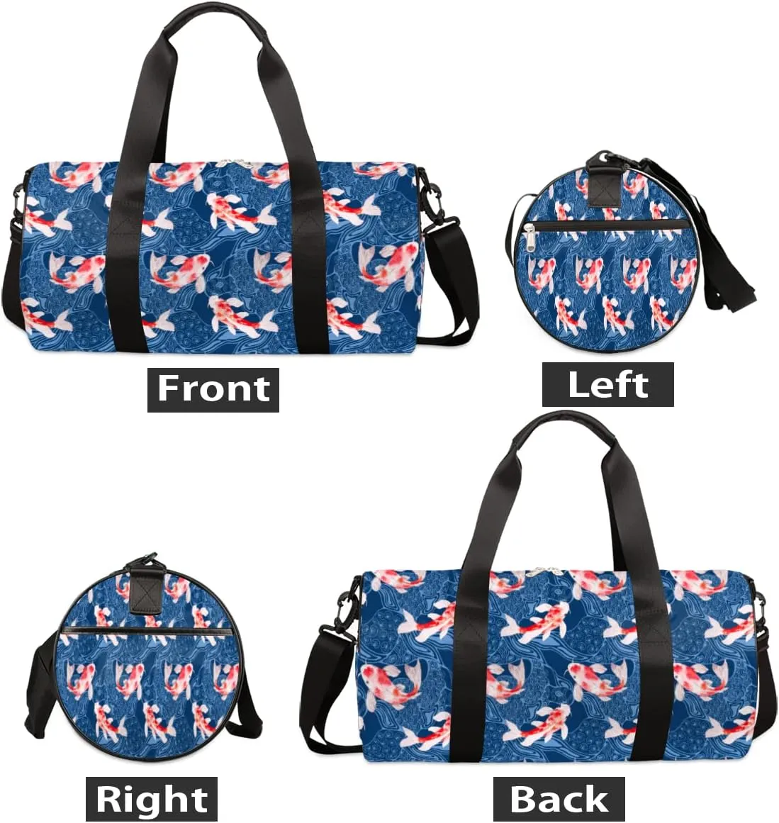 Small Gym Duffel Bags 17.8×9×9 Fish Swim Watercolor Gym Bag for Men Women Overnight Weekender Bag Lightweight Sport Duffle Bag Carry On Gymbag