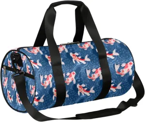 Small Gym Duffel Bags 17.8×9×9 Fish Swim Watercolor Gym Bag for Men Women Overnight Weekender Bag Lightweight Sport Duffle Bag Carry On Gymbag