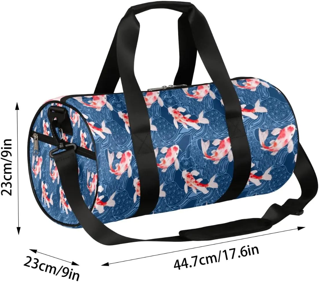 Small Gym Duffel Bags 17.8×9×9 Fish Swim Watercolor Gym Bag for Men Women Overnight Weekender Bag Lightweight Sport Duffle Bag Carry On Gymbag
