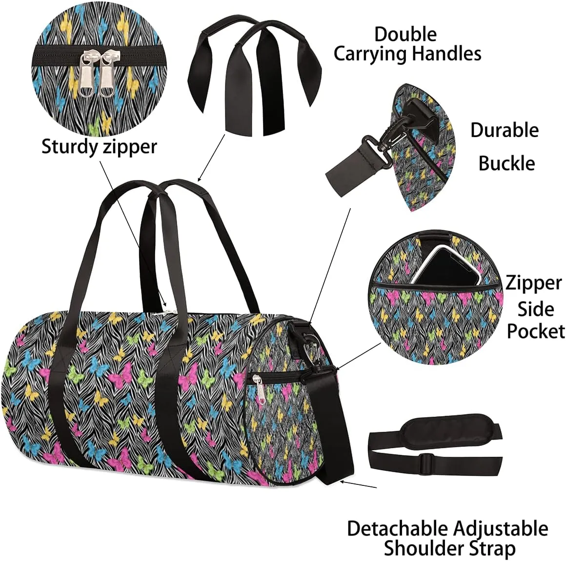 Small Gym Duffel Bags 17.8×9×9 Multicolored Stripe Gym Bag for Men Women Overnight Weekender Bag Lightweight Sport Duffle Bag Carry On Gymbag