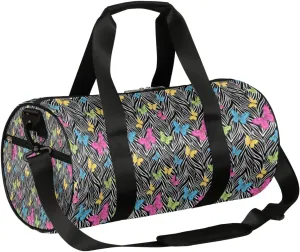 Small Gym Duffel Bags 17.8×9×9 Multicolored Stripe Gym Bag for Men Women Overnight Weekender Bag Lightweight Sport Duffle Bag Carry On Gymbag