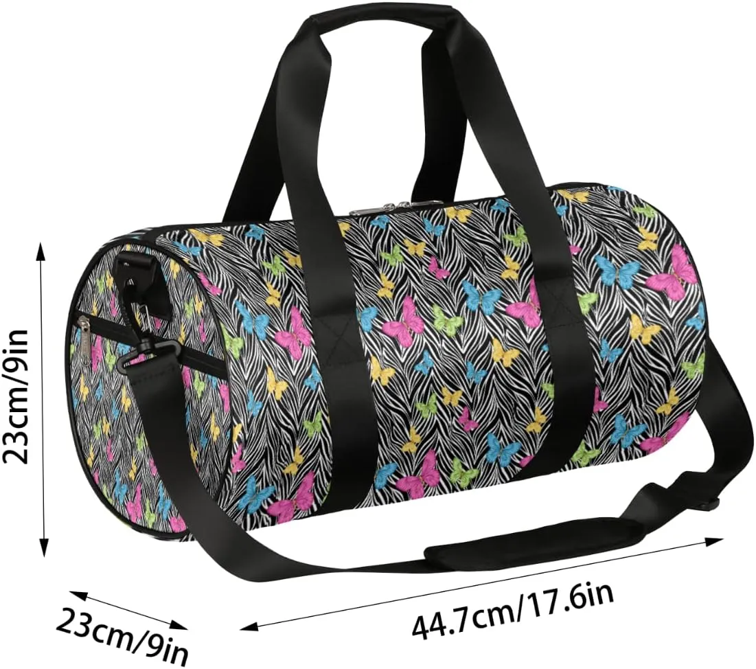 Small Gym Duffel Bags 17.8×9×9 Multicolored Stripe Gym Bag for Men Women Overnight Weekender Bag Lightweight Sport Duffle Bag Carry On Gymbag