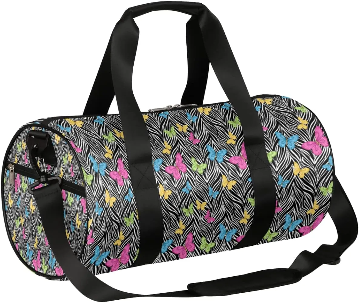 Small Gym Duffel Bags 17.8×9×9 Multicolored Stripe Gym Bag for Men Women Overnight Weekender Bag Lightweight Sport Duffle Bag Carry On Gymbag