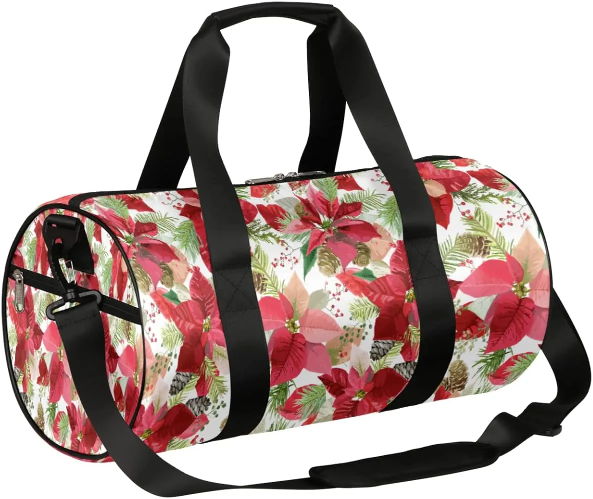 Small Gym Duffel Bags 17.8×9×9 Red Floral Blossom Gym Bag for Men Women Overnight Weekender Bag Lightweight Sport Duffle Bag Carry On Gymbag