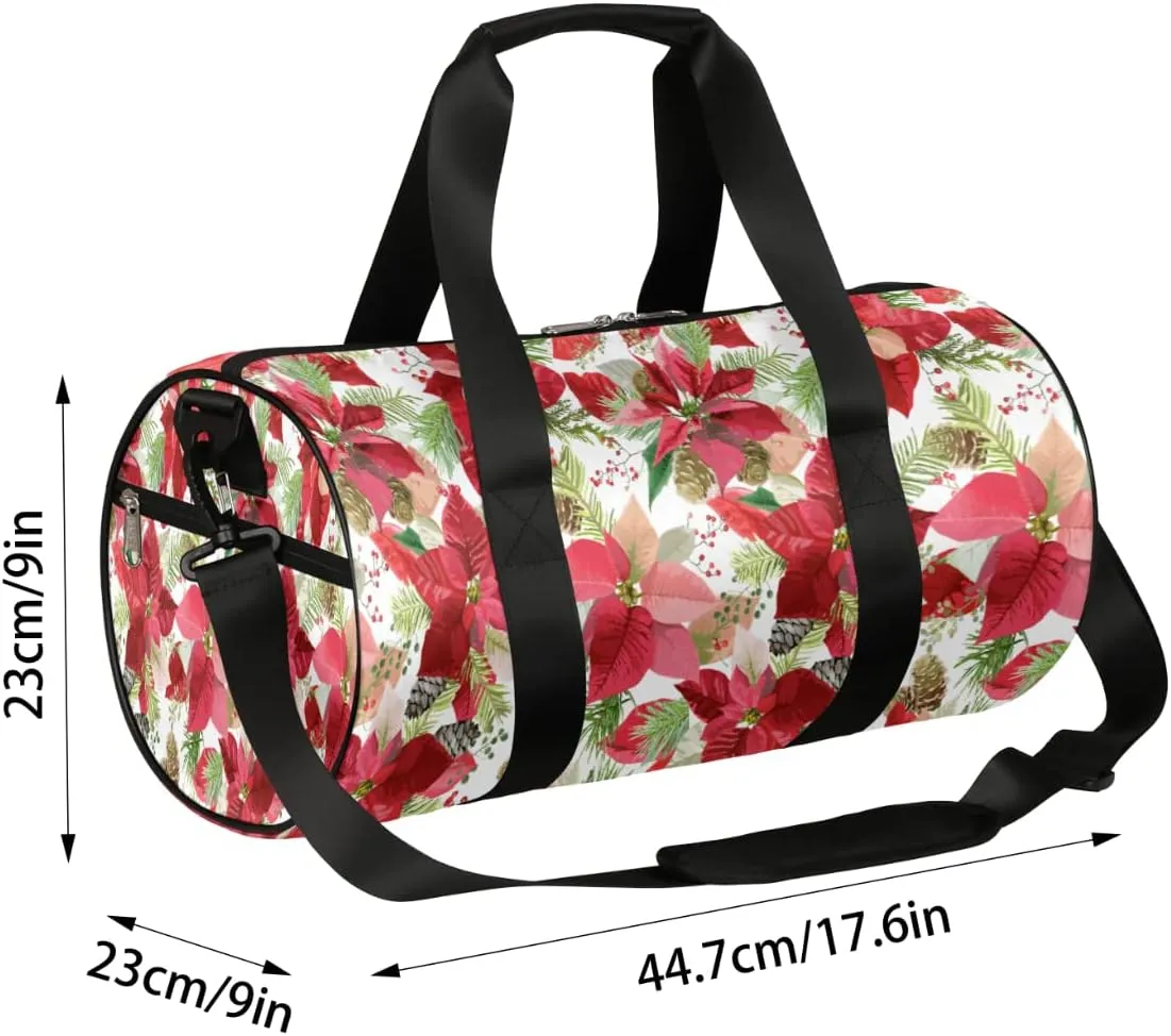 Small Gym Duffel Bags 17.8×9×9 Red Floral Blossom Gym Bag for Men Women Overnight Weekender Bag Lightweight Sport Duffle Bag Carry On Gymbag