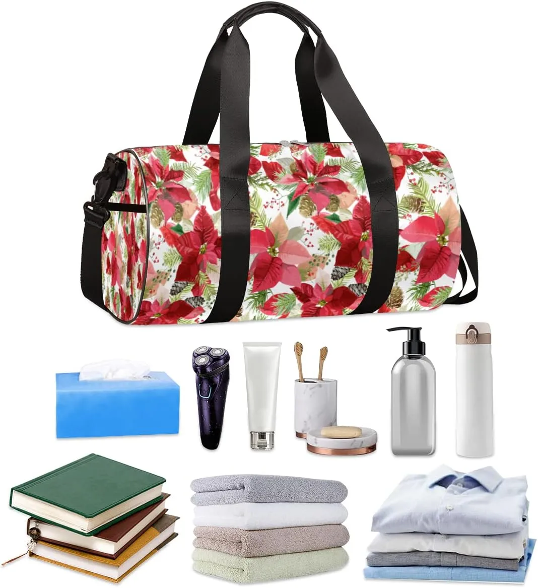 Small Gym Duffel Bags 17.8×9×9 Red Floral Blossom Gym Bag for Men Women Overnight Weekender Bag Lightweight Sport Duffle Bag Carry On Gymbag