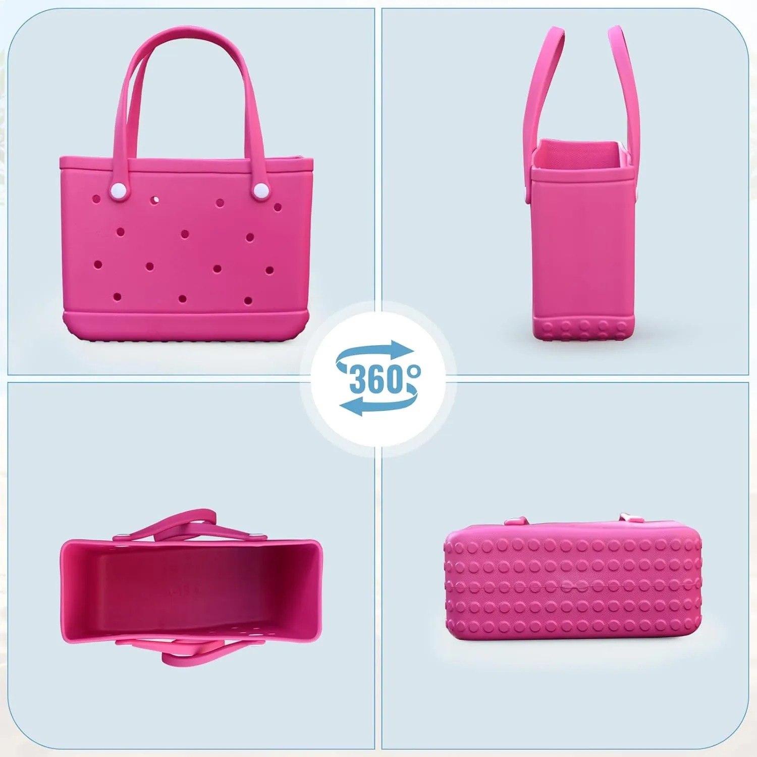 Small Rubber Tote Bag Waterproof Beach Bag Durable Small Rubber Beach Tote Open Handbag for Woman