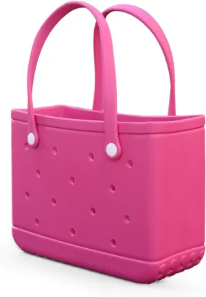 Small Rubber Tote Bag Waterproof Beach Bag Durable Small Rubber Beach Tote Open Handbag for Woman