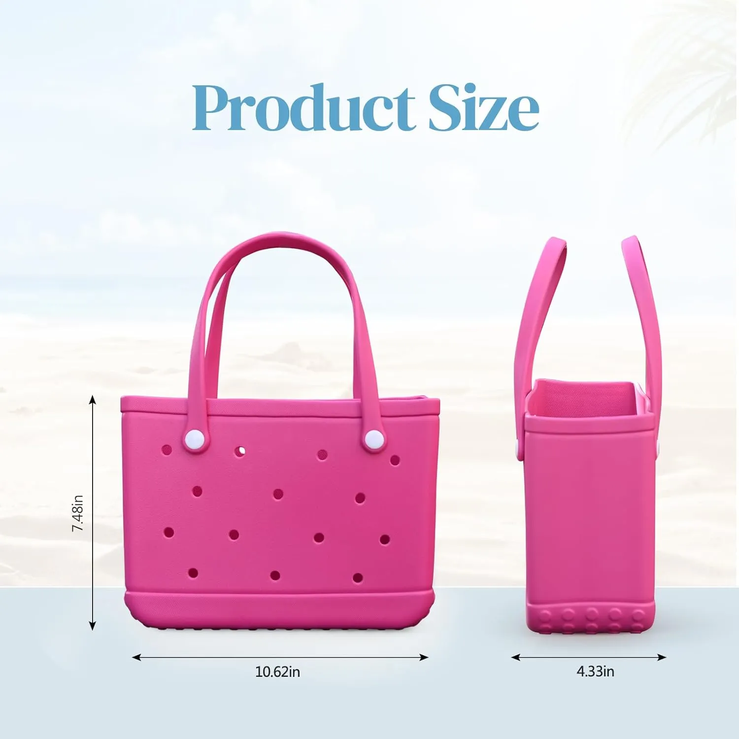 Small Rubber Tote Bag Waterproof Beach Bag Durable Small Rubber Beach Tote Open Handbag for Woman