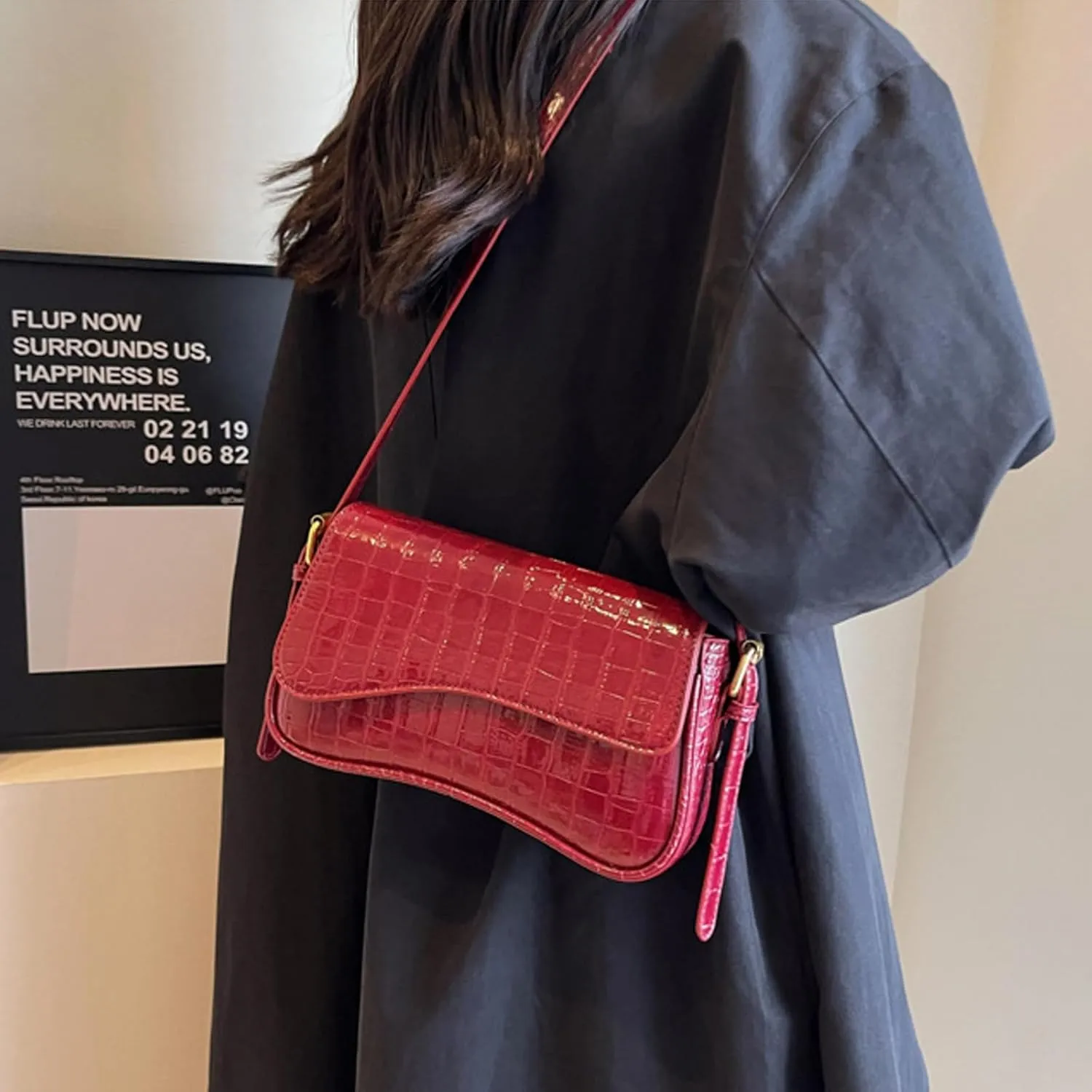 Small Shoulder Bags,Trendy Crossbody Purses for Women Waterproof Leather Handbags Clutch Tote Designer Bags black purse