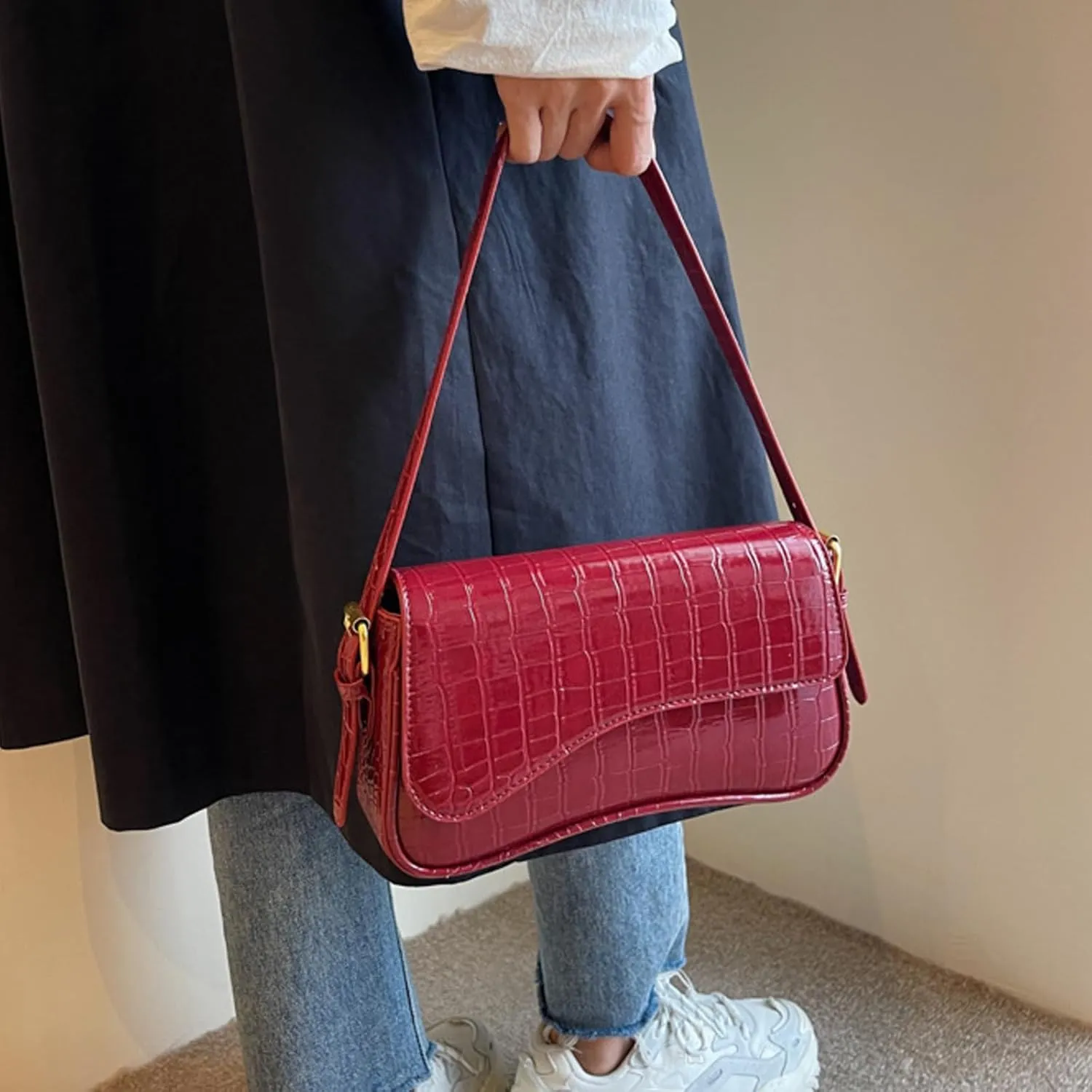 Small Shoulder Bags,Trendy Crossbody Purses for Women Waterproof Leather Handbags Clutch Tote Designer Bags black purse