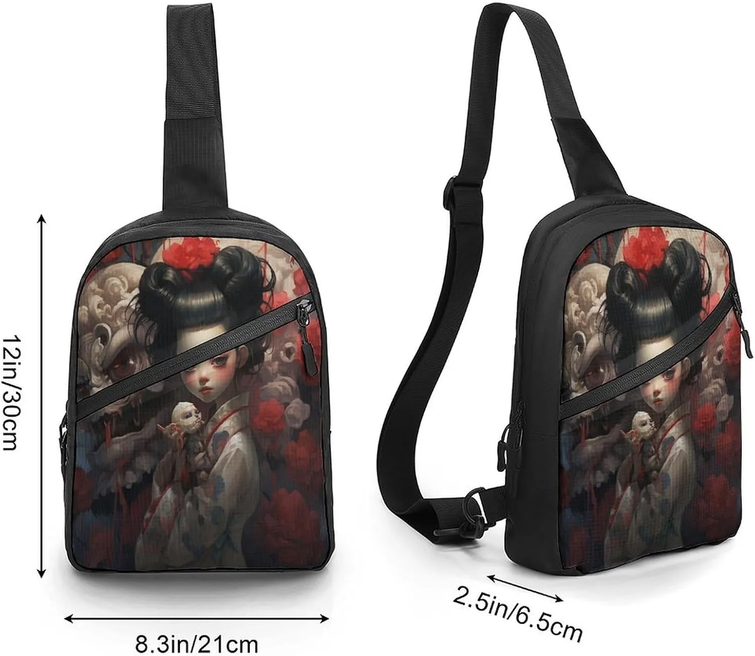 Small Sling Chest Bag Crossbody Bag for Men Women,Ghostcore Style Lightweight Gym Daypack for Travel Cycling Hiking