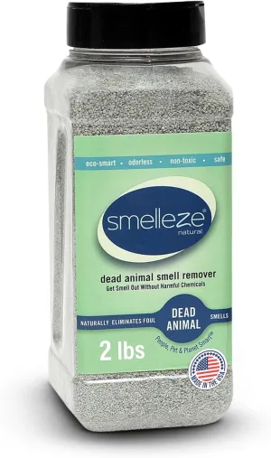 SMELLEZE Natural Dead Animal Odor Removal 2 lbs Granules: Eliminate Dead Rat, Mice, Squirrel, Chipmunk, Raccoon & Bat Smell. Safe for Indoor & Outdoor Use