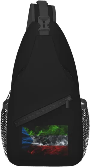 Smoke Style Flag Of Equatorial Guinea Crossbody Bags For Women Men Chest Backpack Gym Shoulder Bag Travel Outdoor Sports Casual Crossbody Bags
