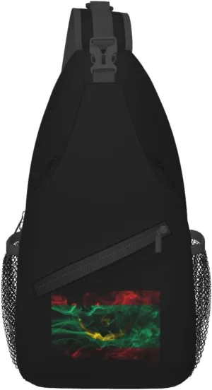 Smoke Style Flag Of Mauritania Crossbody Bags For Women Men Chest Backpack Gym Shoulder Bag Travel Outdoor Sports Casual Crossbody Bags