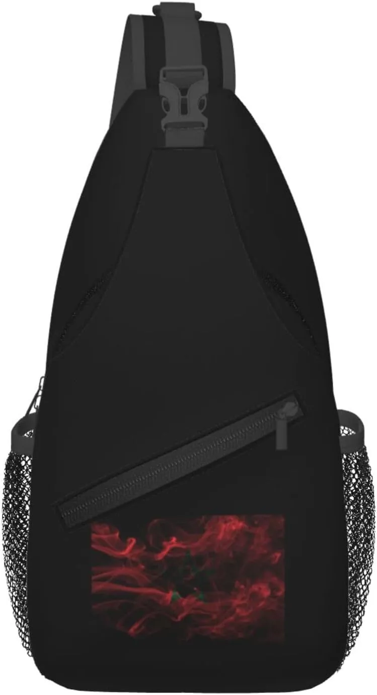 Smoke Style Flag Of Morocco Crossbody Bags For Women Men Chest Backpack Gym Shoulder Bag Travel Outdoor Sports Casual Crossbody Bags