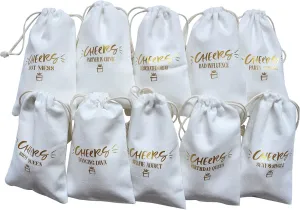 Snogisa 10 Pack Hangover Kit Party Favor Bags for Bachelorette and Birthday, Drawstring Squad Bags