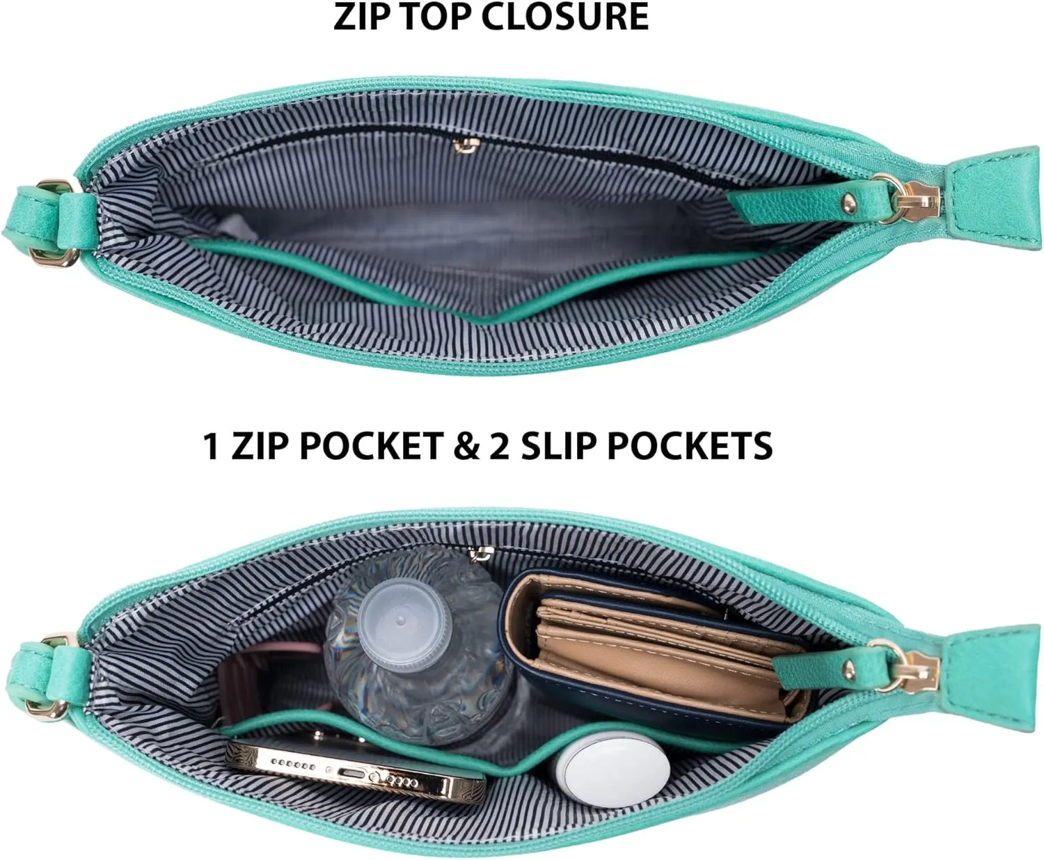 Solene Crossbody Bag Functional Multi Pocket Messenger Purse Top Zip Closure Shoulder Handbag With Adjustable Strap