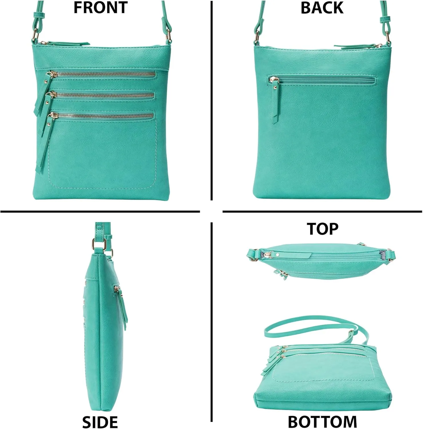 Solene Crossbody Bag Functional Multi Pocket Messenger Purse Top Zip Closure Shoulder Handbag With Adjustable Strap