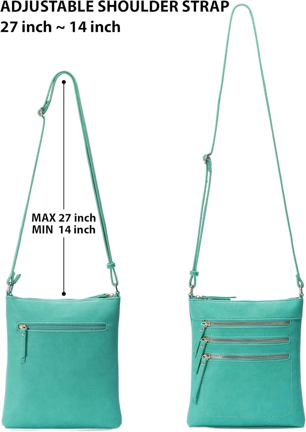 Solene Crossbody Bag Functional Multi Pocket Messenger Purse Top Zip Closure Shoulder Handbag With Adjustable Strap