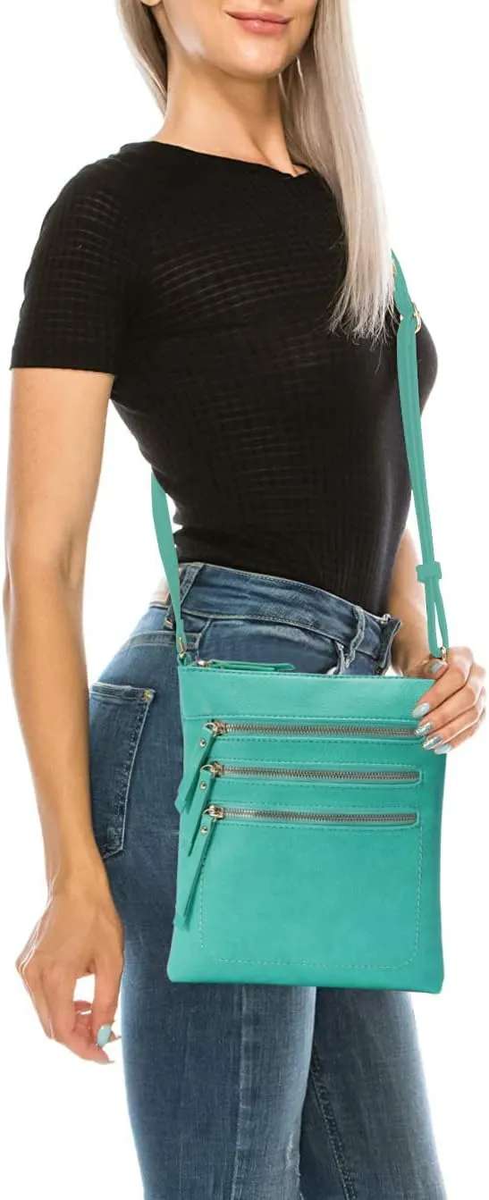 Solene Crossbody Bag Functional Multi Pocket Messenger Purse Top Zip Closure Shoulder Handbag With Adjustable Strap