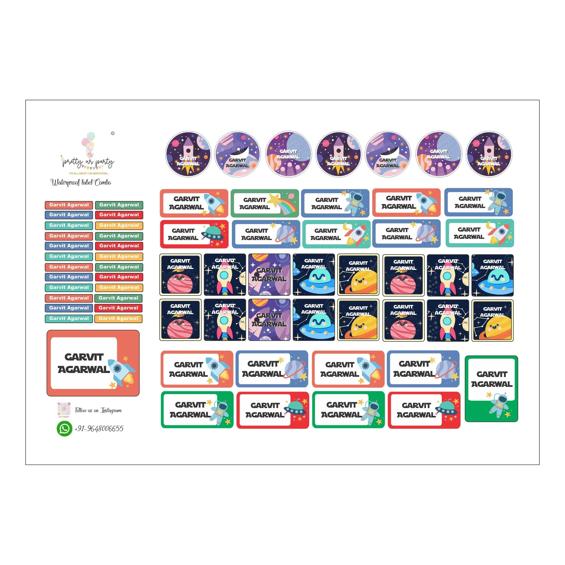 Space Waterproof Label Combo - Pack of 67 labels