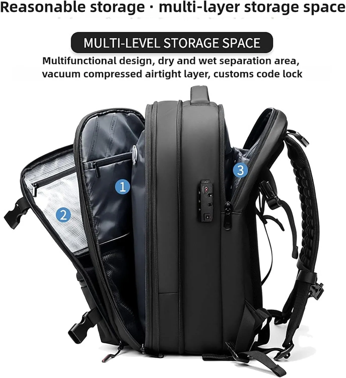SpaceVac Backpack, Space Vac Travel Vacuum Bags, 60l Expandable Backpack, Water Resistant, Anti Theft, with Electric Air Pump (Classic-Grey)