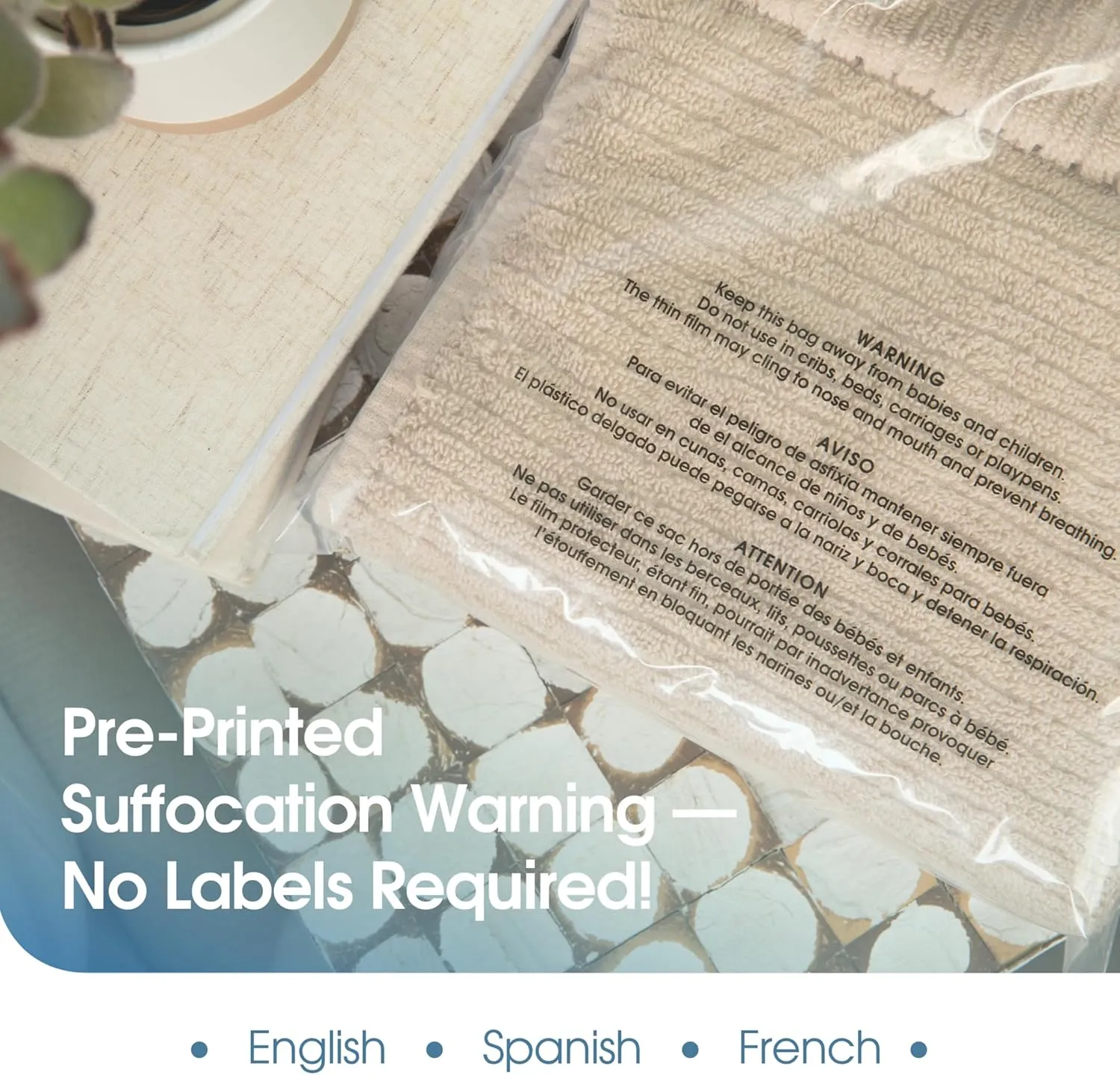 Spartan Industrial - 12” X 15” (200 Count) Self Seal Clear Poly Bags with Suffocation Warning for Packaging, T-Shirts & Clothing - Permanent Adhesive