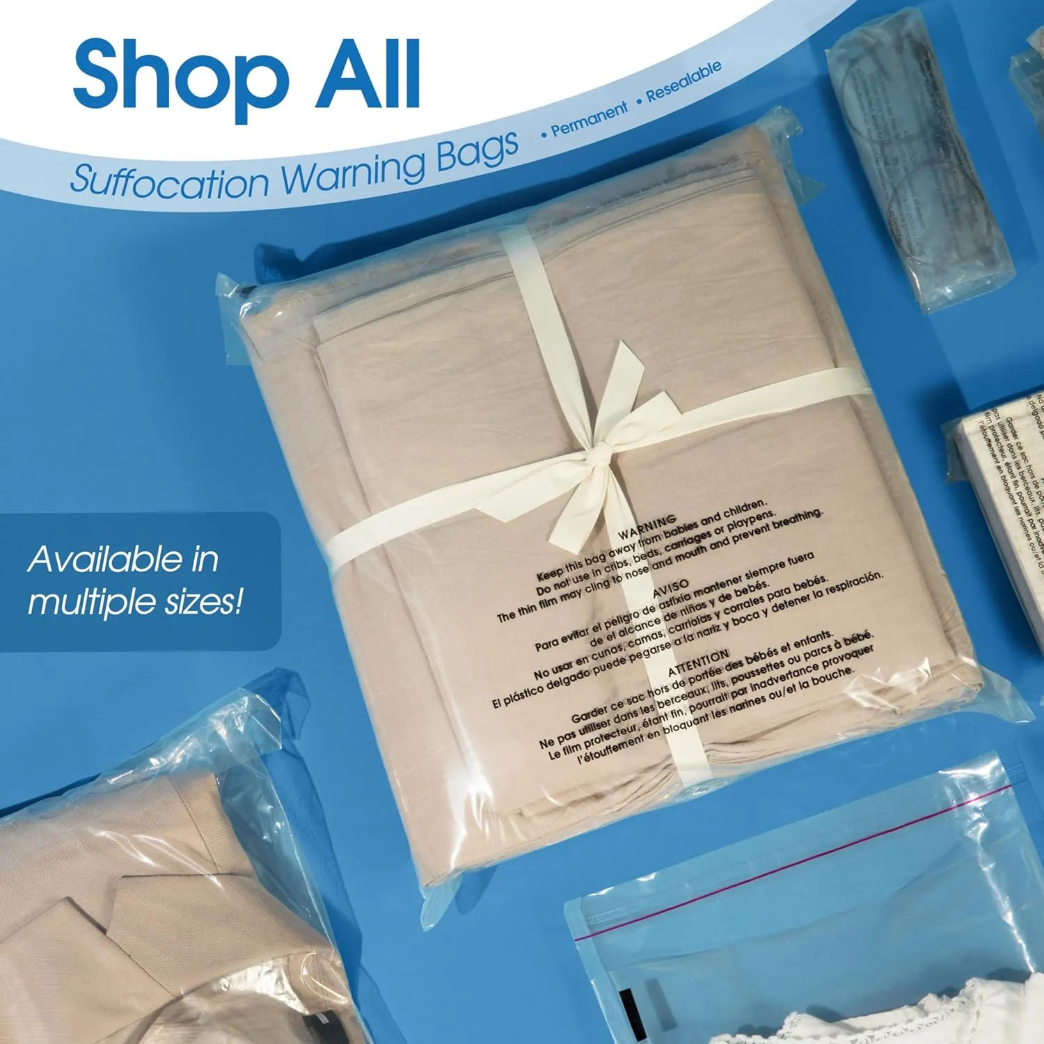 Spartan Industrial - 12” X 15” (200 Count) Self Seal Clear Poly Bags with Suffocation Warning for Packaging, T-Shirts & Clothing - Permanent Adhesive