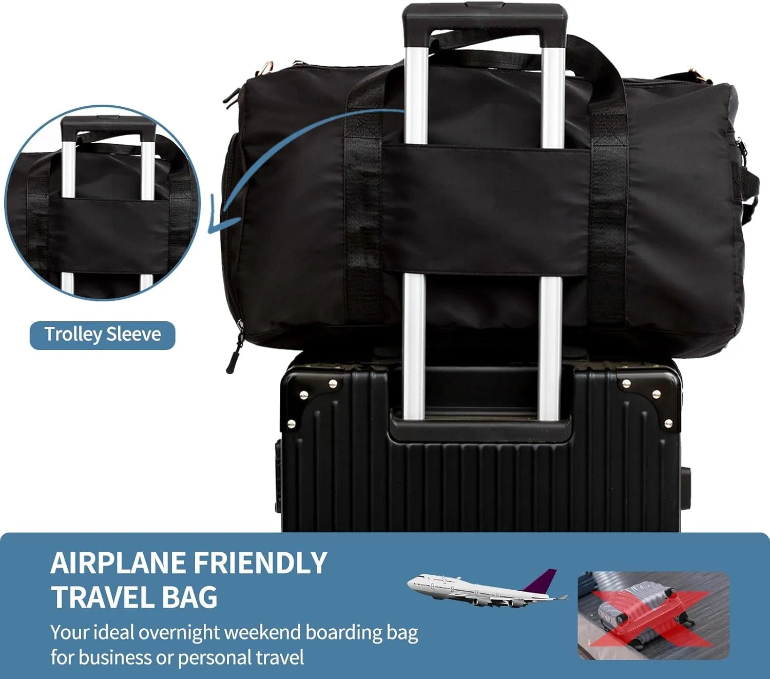 Sports Duffel Bags with Cosmetic Gym Bag for Women Men Travelling Waterproof Bag with Wet Pocket and Shoe Compartment