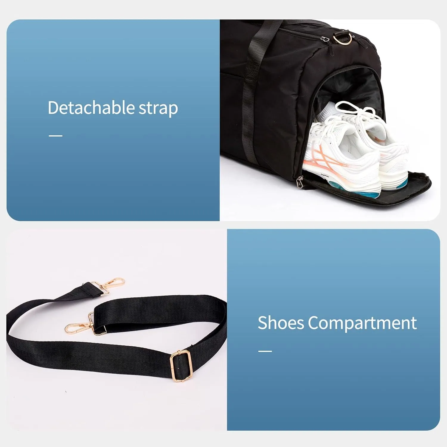 Sports Duffel Bags with Cosmetic Gym Bag for Women Men Travelling Waterproof Bag with Wet Pocket and Shoe Compartment