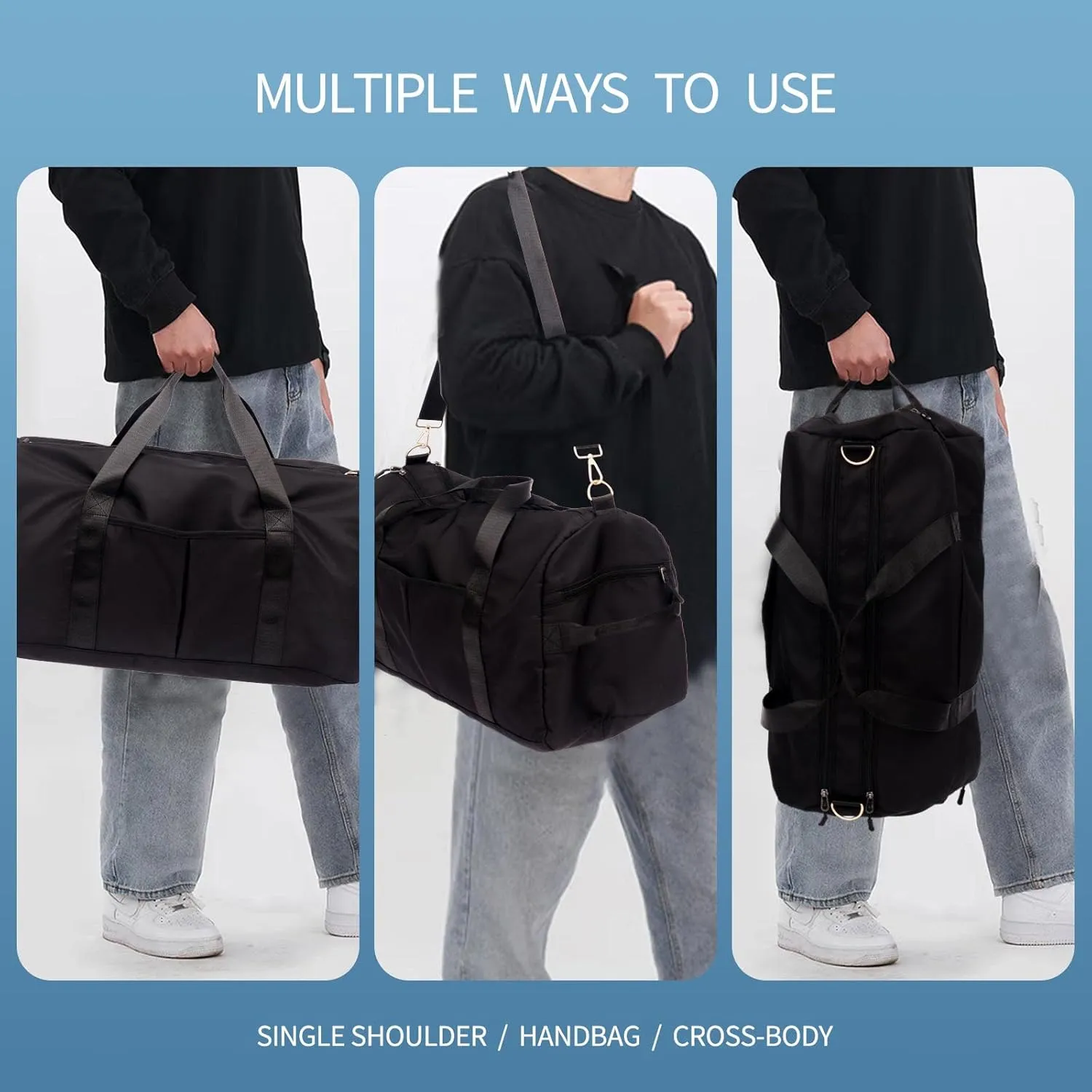 Sports Duffel Bags with Cosmetic Gym Bag for Women Men Travelling Waterproof Bag with Wet Pocket and Shoe Compartment