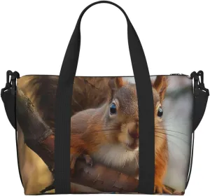 Squirrel Funny Animal Printed Travel Duffel Bag for Men Women Shoulder Weekender Overnight Bags for for Beach Swim Sports Gym